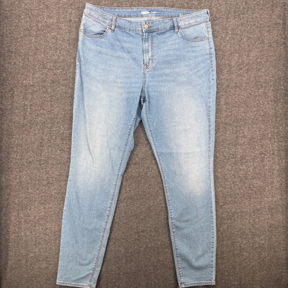 Old Navy Super Skinny Mid-Rise Jeans Light Wash Blue Denim Womens 18 Tall Fall